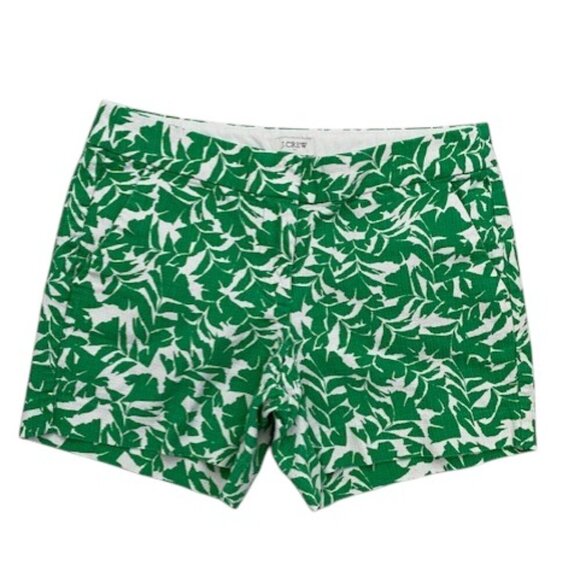 J. Crew Pants - J Crew Printed Green White Basketweave Shorts Sz 2